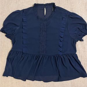 SHEIN Curve blue frilly top, 3Xl, XXXL